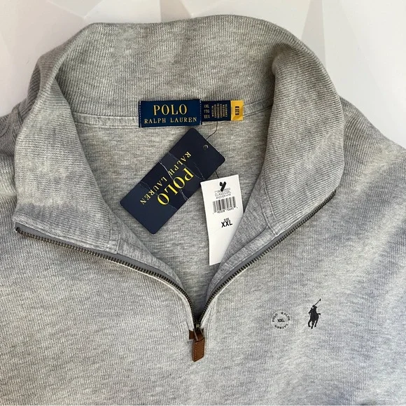Polo Ralph Lauren Men’s XXL Gray Zip Pullover Sweater Classic-Vintage Look